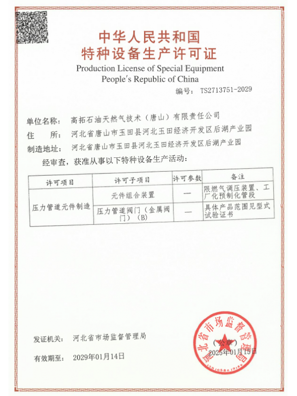 TS License – Pressure Piping Components