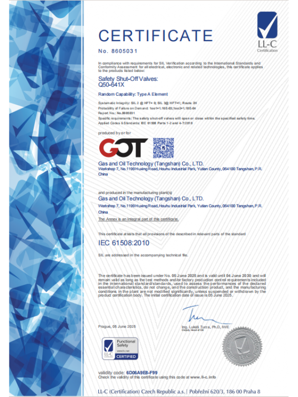 SIL Functional Safety Cert.